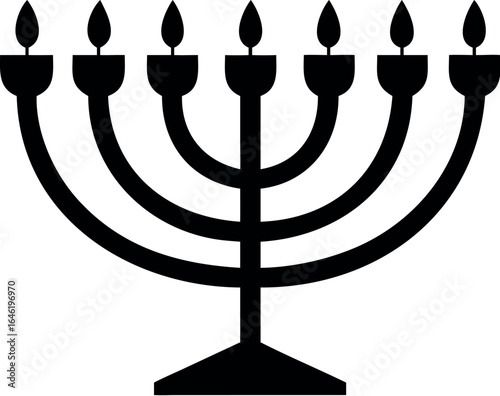 Hanukkah menorah candelabrum candles flat vector icon for holiday apps and websites