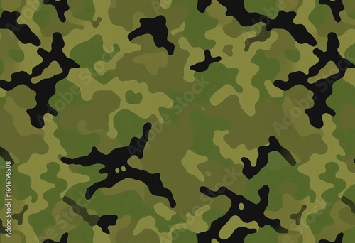 Seamless digital camouflage pattern Geometric military style background in muted greens, browns, and blacks,   repeating pattern,   geometric camo pattern