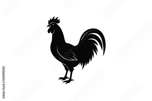 Black silhouette of a rooster on a white background illustration
