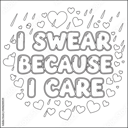 Cozy swear word. Bold and easy coloring pages for adults.