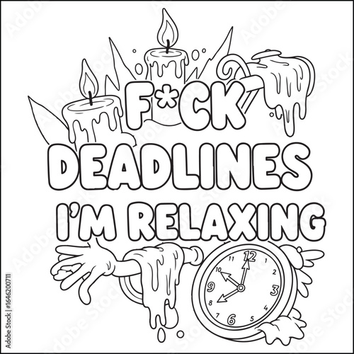Cozy swear word. Bold and easy coloring pages for adults.