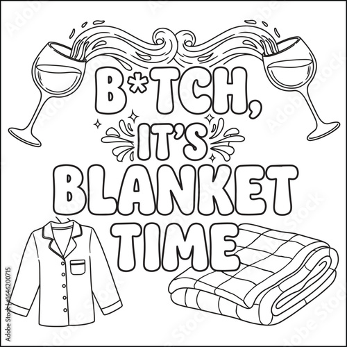 Cozy swear word. Bold and easy coloring pages for adults.