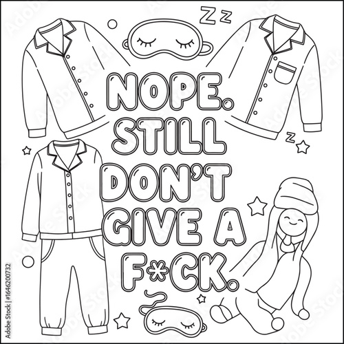 Cozy swear word. Bold and easy coloring pages for adults.