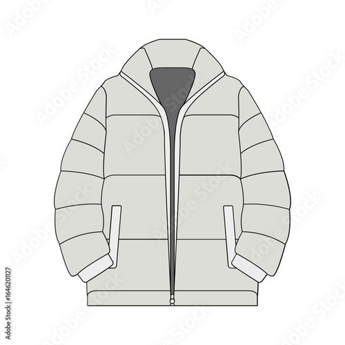 Stylish puffer jacket design for cold weather fashion, ideal for winter wear and outdoor activities, offering warmth