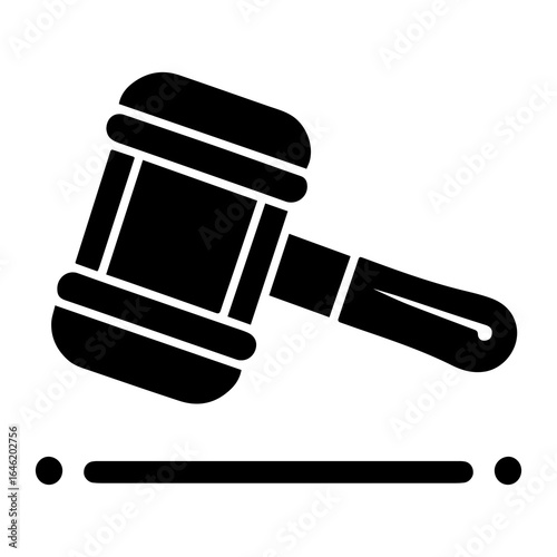 Striking gavel graphic represents legal judgment and judicial authority, perfect for legal firm branding and law-related design projects.