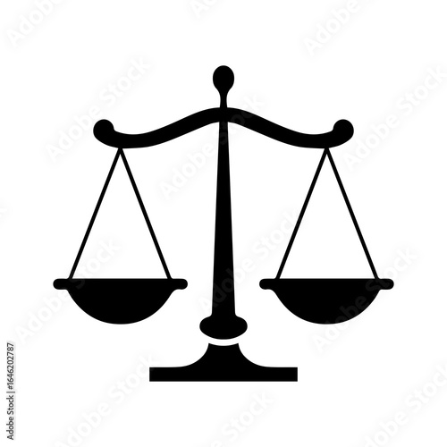 A balanced scale design symbolizes legal justice and fairness, perfect for law firms or legal organizations requiring a minimalistic brand asset.