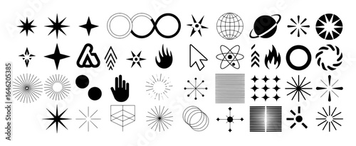 Diverse Abstract Geometric Shapes and Symbols Collection vector