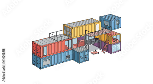 Stylized Modular Home Concept Constructed from Shipping Containers