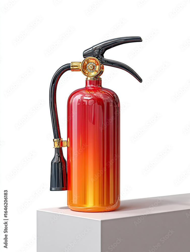 Obraz premium Stylish Red Fire Extinguisher on White Background. Ideal for emergency posters, safety materials, or industrial-themed content.