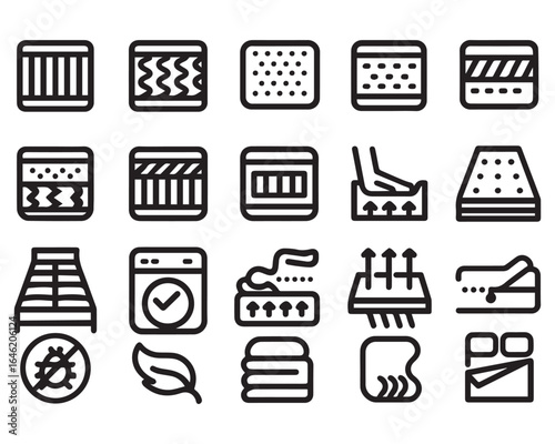 Law and justice, bold line icons