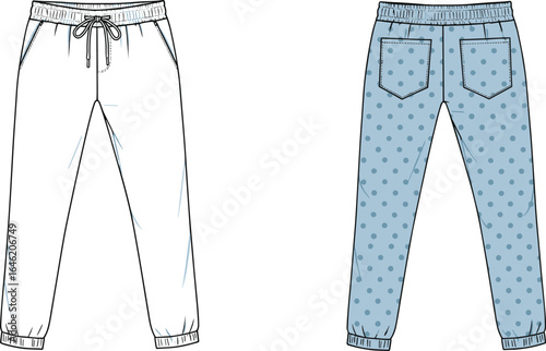 Women’s jogger pants with polka dot back, casual drawstring waist trousers for sports, lounge, and fashion