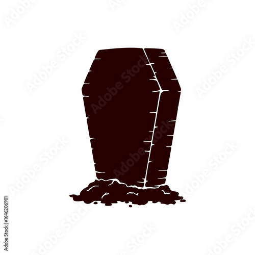 An open grave with a coffin, a haunting symbol of mortality, death, and the unknown, perfect for Halloween or somber reflections, vector origin