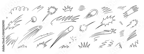 Dynamic motion lines starbursts and speed streaks vector