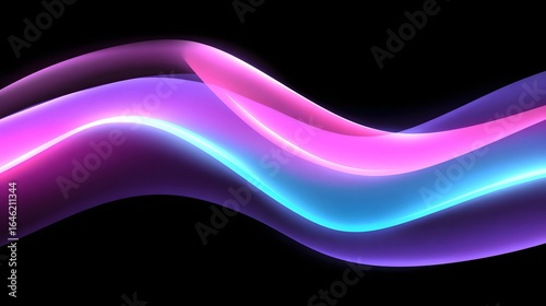 Abstract glowing curves of vibrant neon colors on a black background.