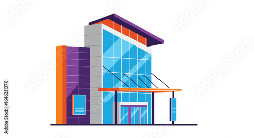 Vibrant and modern shopping mall vector illustration with clean lines
