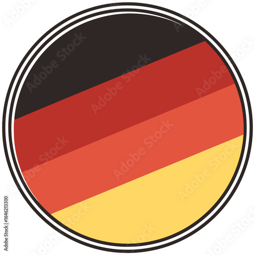Free Download German flag colors in a circular emblem with black and white borders - GFXLoad