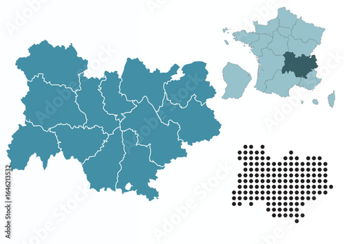 Set maps of Auvergne-Rhône-Alpes province