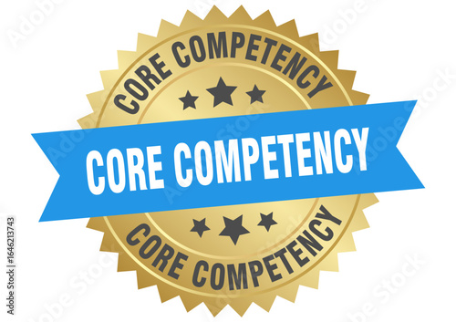 core competency. core competency round blue and gold label isolated on transparent background