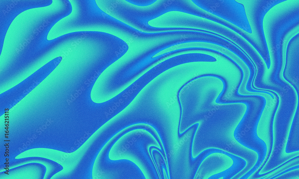 liqufy liquid grainy gradient background.Swirling blue and green abstract marble texture background