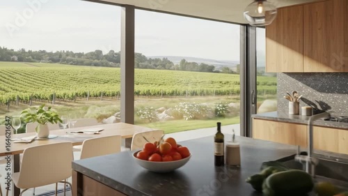 Modern Kitchen with Vineyard View: A Luxurious Home Design