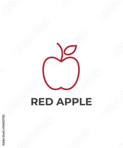 Abstract apple fruit logo design, Fresh red apple fruit lineart logo vector