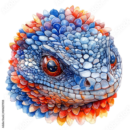 Thorny Devil, watercolor painting vector, isolated on a white background.