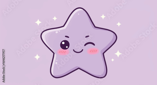 Charming winking star character with playful expression and shining accents