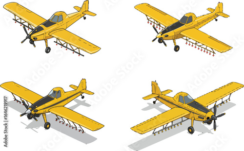 Aerial application aircraft, illustrative representation, farm spraying aviation concept