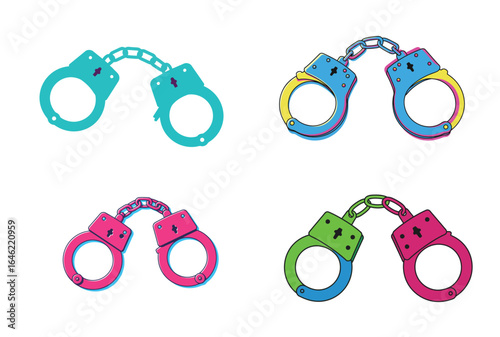 Pop Art Handcuffs: A Colorful Take on Restraint and Justice Imagery