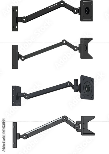 Adjustable monitor arms showcase flexibility and space saving mounting options