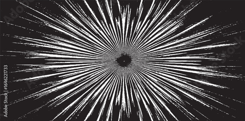 Circular starburst explosion texture. Distressed uneven grunge background. Abstract vector illustration. Overlay to create interesting effect and depth. Isolated on white background.