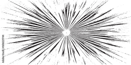 Circular starburst explosion texture. Distressed uneven grunge background. Abstract vector illustration. Overlay to create interesting effect and depth. Isolated on white background.