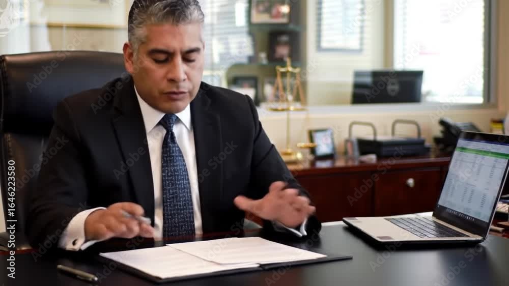 Lawyer explaining contract. Lawyer explaining contract.