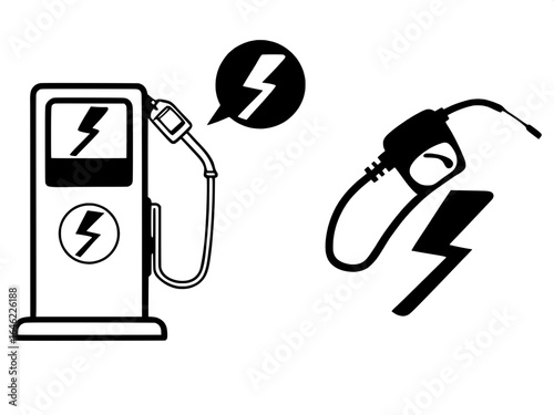 Icon of an electric vehicle charging station next to a fuel pump.

