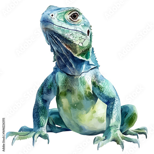 watercolor of Small Pet Lizard, vector, isolated on a white background.