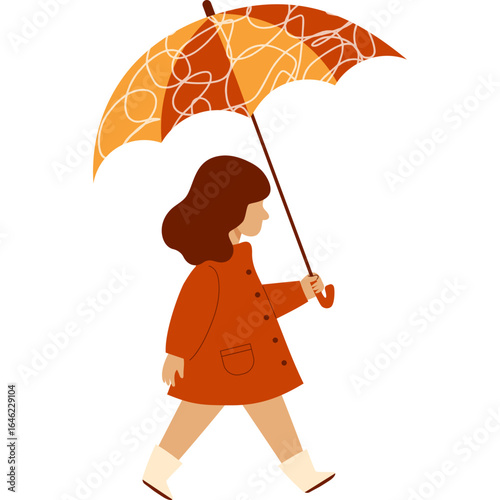 Autumn Child Girl with Umbrella