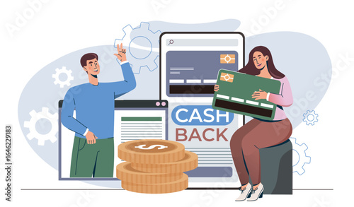 Cashback reward concept illustration. Vector illustration