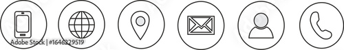 Visting card icon set. Business card icon information collection,Set of BLACK icons for business card and information ID card,Solid Vector Icon for Passport Suitable for Web Page, Mobile App
