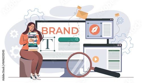Branding and content creation concept. Vector illustration
