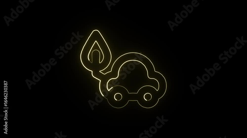 Glowing neon line Electric Car icon with animation. Electric vehicle animation HD video isolated on black background.