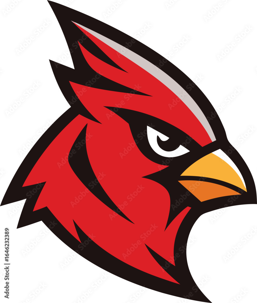 Obraz premium Aggressive red cardinal mascot head logo