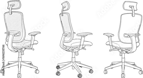 Ergonomic Office Chair, Mesh Backrest, Adjustable Headrest, Armrest Design, Modern Furniture, Home Office Setup, Comfortable Seating, Chair Views