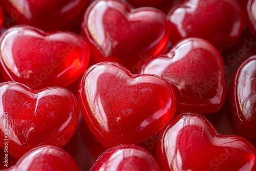 Red Heart-Shaped Candies Scattered on a Surface for Festive Celebrations and ...