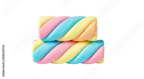Isolated Two Twisted Rainbow Marshmallows