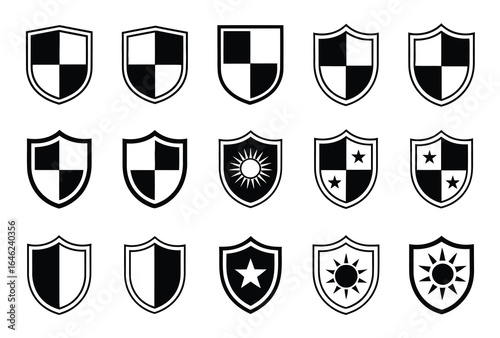 Collection of shield emblems and crests badge heraldry