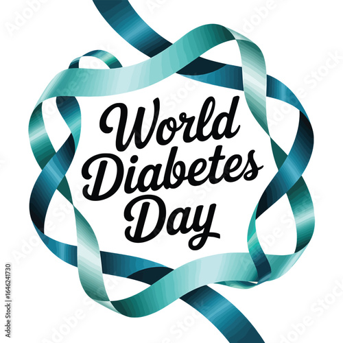 World Diabetes Day blue ribbon awareness symbol on white background diabetes awareness