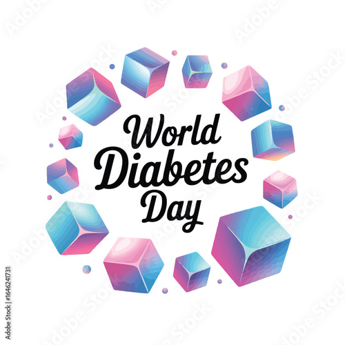 World Diabetes Day circular arrangement of colorful geometric cubes diabetes awareness