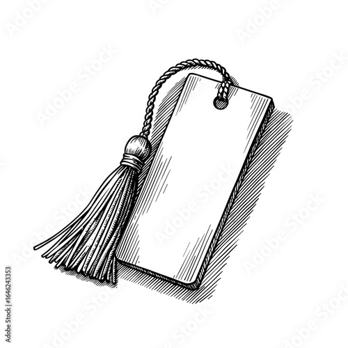 Blank bookmark with tassel in hand-drawn style  