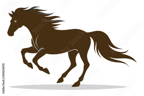 Running wild mustang horse silhouette vector illustration