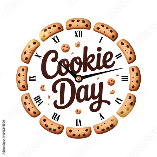 Cookie Clock with Roman Numerals and Scattered Cookies time cookie day